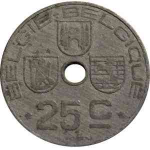 25 сантимів. 1944 рік, Бельгія. Полтава