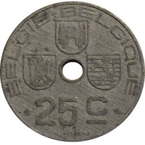 25 сантимів. 1944 рік, Бельгія. Полтава - фото 1