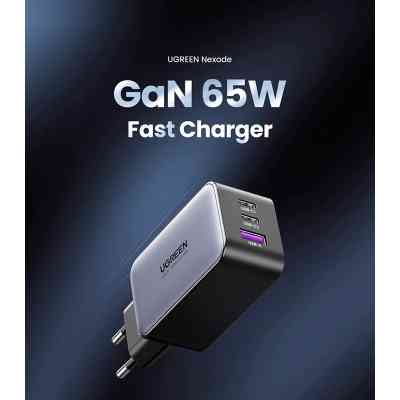 Зарядное устройство Ugreen 3xUSB 65W GaN (2хUSB-C+USB-A) CD244 Grey (10335) Винница