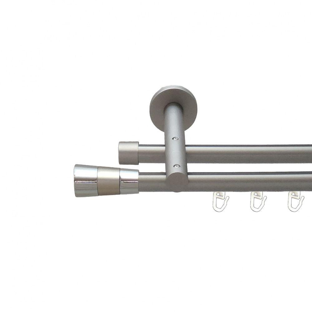 Карниз Orvit Валео V2 металевий дворядний реверсивний профільна труба  Сатин 19\19 мм 160 см (6300807) Львів - фото 1