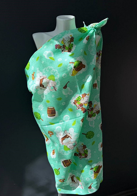 Ecotton Рушник пляжний Ecotton 100х150 см бавовняний вафельний бірюзовий в баню або спа Киев - изображение 2