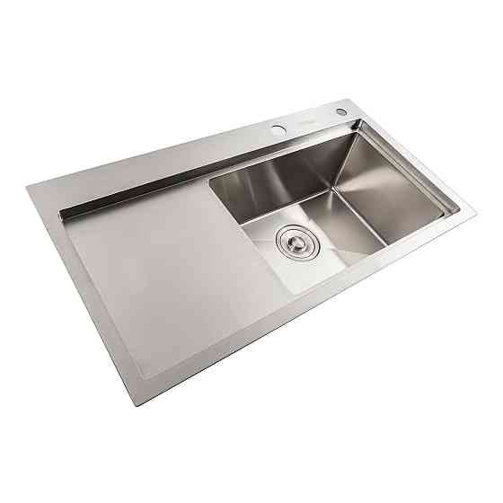 PLATINUM Кухонна мийка нержавійка 78*43 R Platinum Handmade (два отвори, круглий сифон 3,0/0,8) Киев