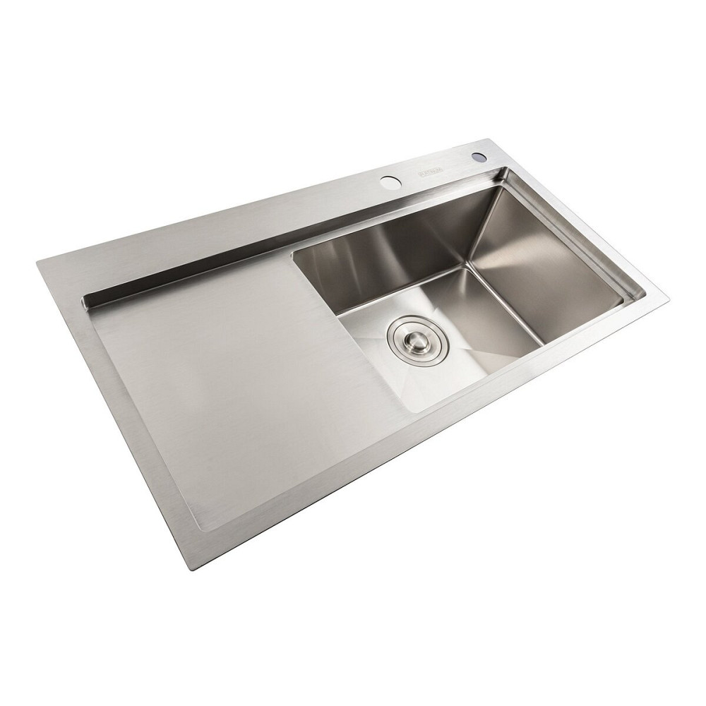 PLATINUM Кухонна мийка нержавійка 78*43 R Platinum Handmade (два отвори, круглий сифон 3,0/0,8) Киев - изображение 3