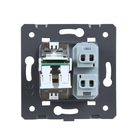 LIVOLO Розетка LIVOLO: універсальна 2-в-1 + комп'ютерна RJ-45 (8P8C Cat.6), біла, зі шторкою, м Київ