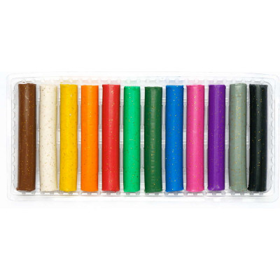 Пластилин Школярик Восковый Круглый с блестками 12 цветов 156 г (303107001-UA) Винница - изображение 2