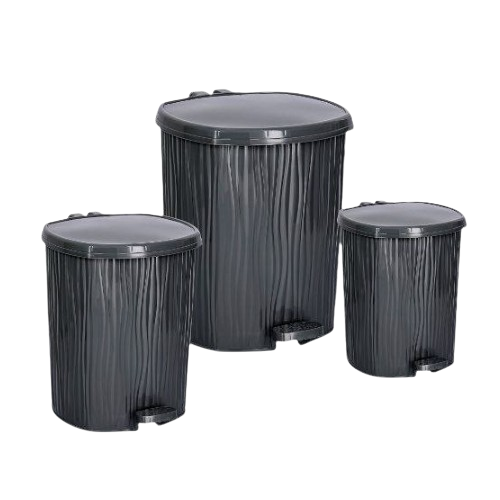 Набір відер для сміття 3 предмети: (6л/11л/20л) чорний Хвиля Wavy ELIF Житомир - изображение 1