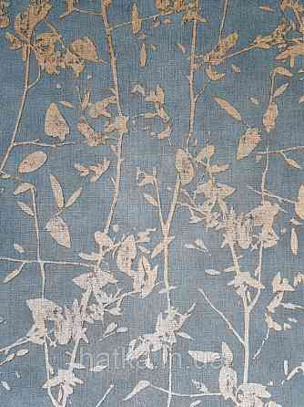Ообої вінілові на флізеліні Decoprint Moments 0.53х10 листя гілки золоті на бірюзовому тлі Київ