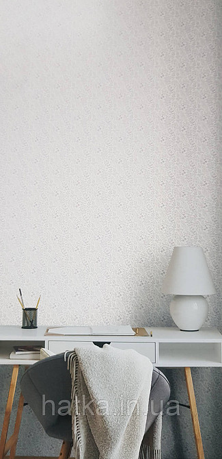 Обои виниловые на флизелине Rasch County Living метровые цветы мелкие прованс сиренево- серые на белом Киев - изображение 1