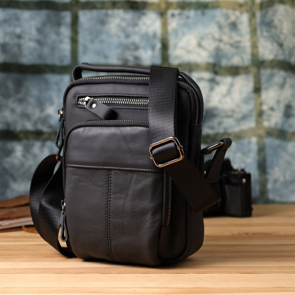 Деловая мужская сумка из натуральной кожи Vintage 23036 Черный Киев - изображение 3