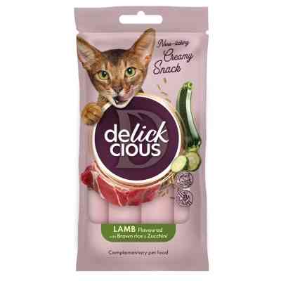 Лакомство для котов Delickcious ягненок с добавлением коричневого риса и цуккини 4х15 г (4820269145368) Винница