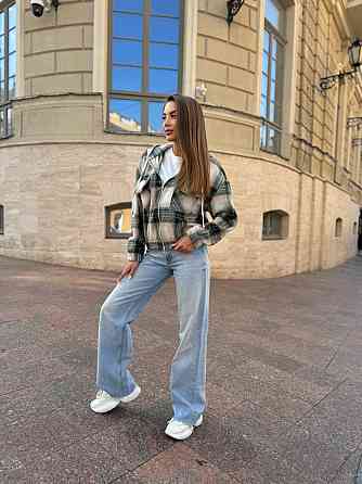 Жіноча кофта у клітинку на блискавці з капюшоном котон Одеса