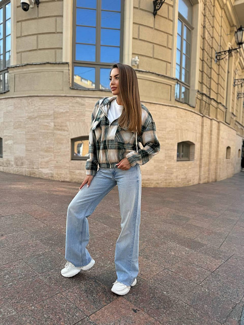 Жіноча кофта у клітинку на блискавці з капюшоном котон Одеса - фото 6