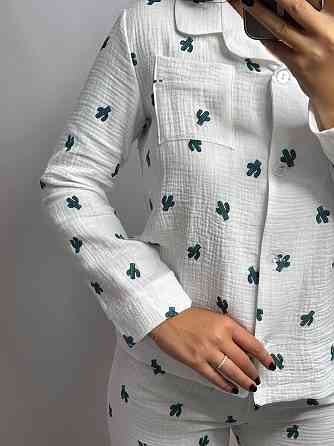 Женский комплект из натуральной ткани Кактус, Молочный, XL-2XL Харьков