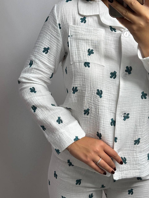 Женский комплект из натуральной ткани Кактус, Молочный, XL-2XL Харьков - изображение 3