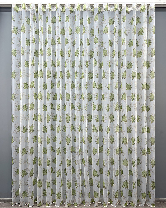 Тюль VR-Textil 1810т Шифон з принтом Білий з салатовий 400х270 см (42-1246) Київ - фото 2