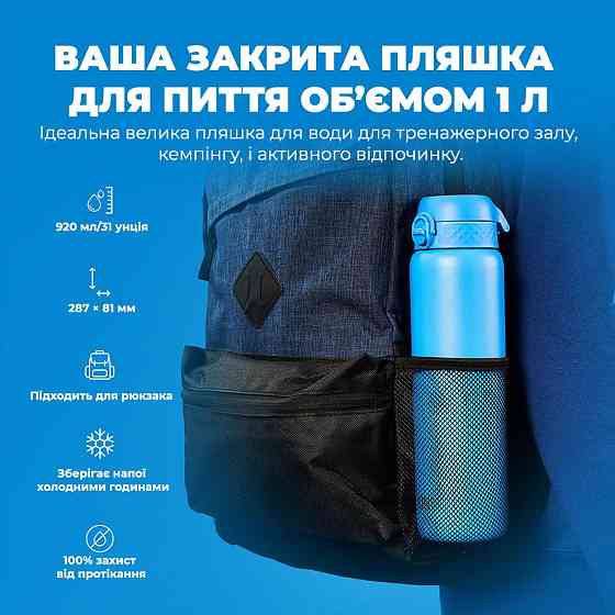 Пляшка для води металева вакуумна ION8 920 мл. Vacuum Insulated, Blue Каменское