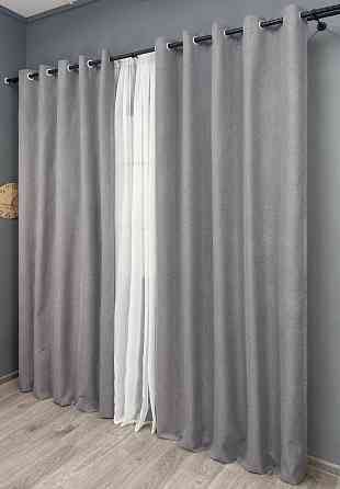 Комплект штор на люверсах VR-Textil Блэкаут двусторонний ASHEN NIGHT № 1851ш Серый 150х270 см 2 шт (37-0291) Киев