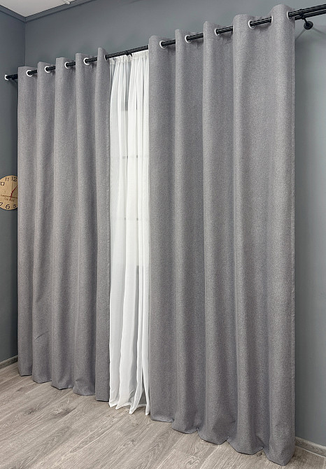 Комплект штор на люверсах VR-Textil Блэкаут двусторонний ASHEN NIGHT № 1851ш Серый 150х270 см 2 шт (37-0291) Киев - изображение 4