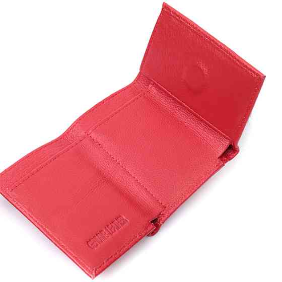 Маленький зручний гаманець з монетницею із натуральної шкіри ST Leather 22741 Червоний Київ