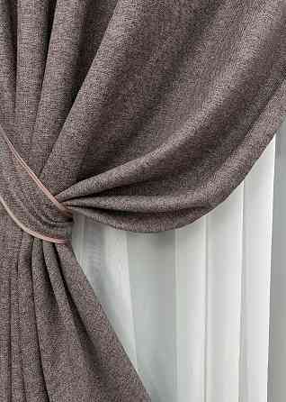 Комплект штор на люверсах VR-Textil Льон ELEMENTA № 1870ш Коричневий 150х270см 2 шт (37-0275) Київ