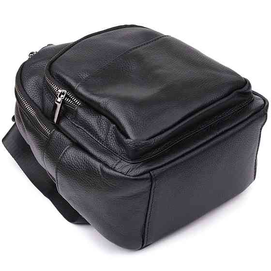 Лаконічний жіночий рюкзак з натуральної шкіри Vintage 23062 Чорний Київ