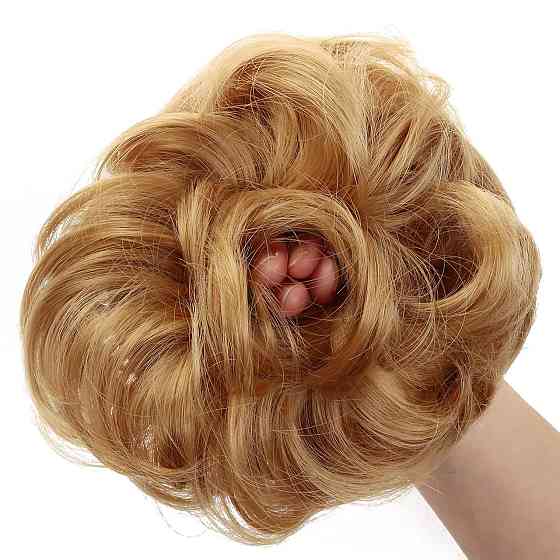 Пучок-накладка JJstar Golden Chestnut Brown великий кудрявий з еластичною стрічкою для хвоста 55г натуральний каштановий Київ