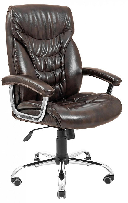 Офисное Кресло Руководителя Richman Cagliari Titan Dark Brown Хром М2 AnyFix Коричневый Днепр - изображение 1