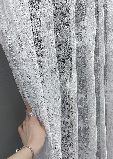 Тюль VR-Textil 701т Мармур Al-1 Жакард Білий 350х270 см (42-1164) Київ - фото 4