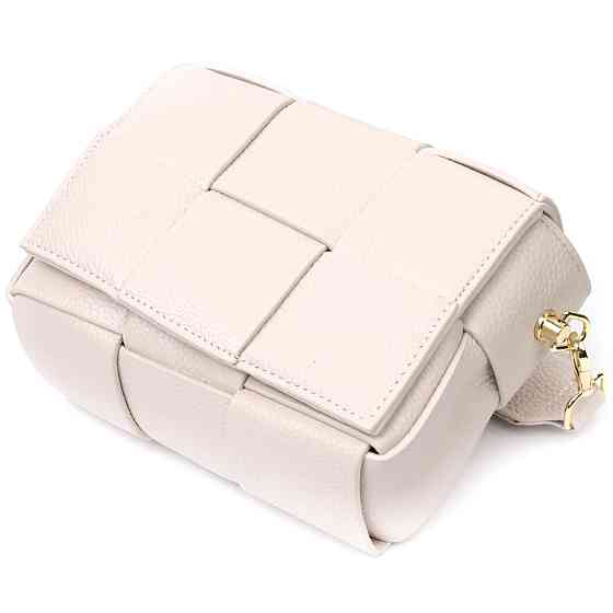 Вечерняя женская сумка с переплетами из натуральной кожи Vintage 22311 Белая Киев