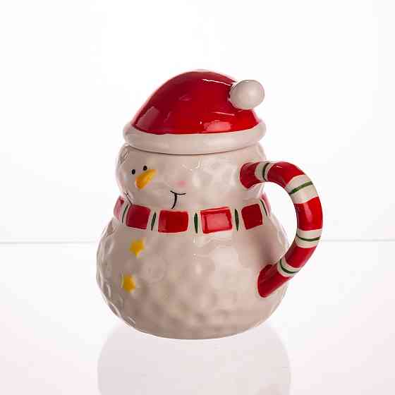 Yiwu Новорічна порцелянова чашка з кришкою для чаю та кави 400 (мл) Сніговик дитяча чашка на по Коломия