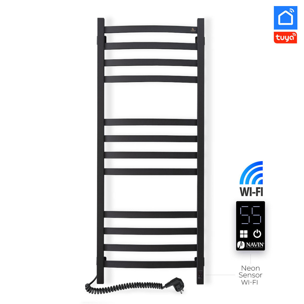 Сушарка для рушників електрична Navin Avalon 480х1200 Sensor з Wi-Fi ліва, чорний муар Київ - фото 3