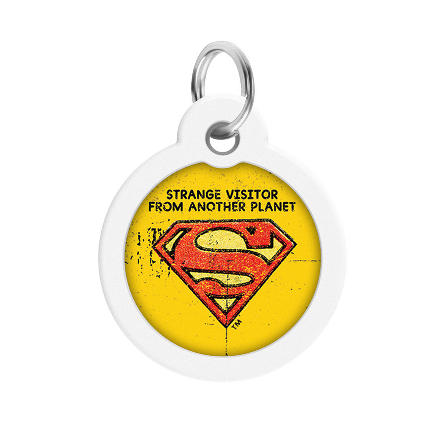 Адресник для собак і котів металевий WAUDOG Smart ID з QR-паспортом, малюнок "Супермен вінтаж", круг, Д 30 Вінниця - фото 2