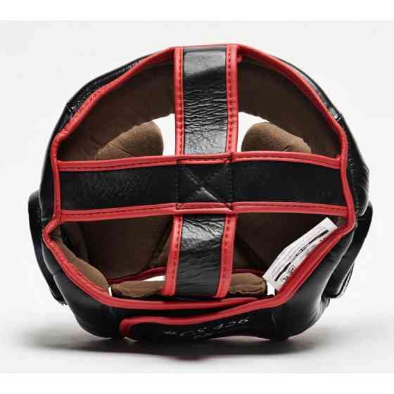 Шолом для боксу з повним захистом тренувальний з натуральної шкіри чорний Leone Full Cover Black розмір M Київ