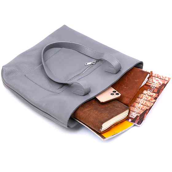 Кожаная женская сумка-шоппер Shvigel 16360 Серый Киев