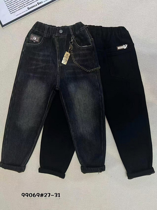 Джинсы мом темно-синие теплые на флисе на 8,9,10,11 лет Николаев - изображение 1