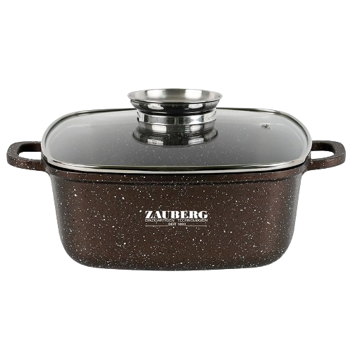 Каструля алюміній квадратна 3,5л скляна кришка а/п Marble індукційне дно 1222-CH Interos Житомир