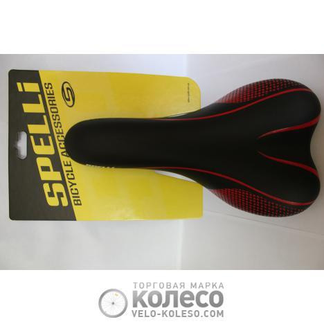 Седло велосипедное (SPORT, черно красное, Spelly) FM Мукачево - изображение 1