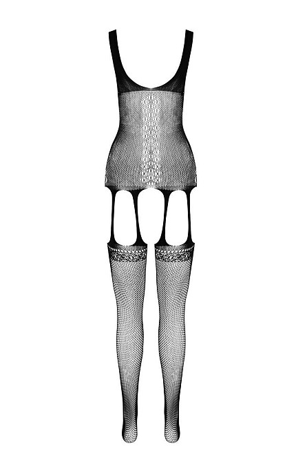 Бодистокинг Passion ECO BS007 black, с доступом, силуэтный рисунок, имитация подвязок Sex Aura Киев - изображение 7