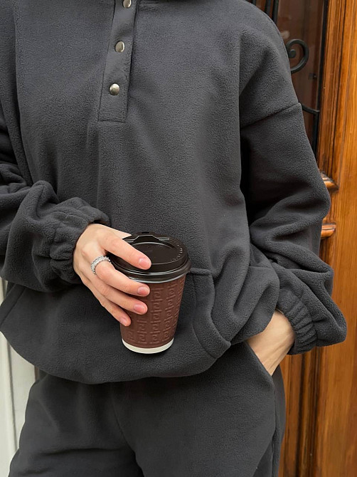 Женский теплый базовый костюм двойка из двухстороннего флиса. Графит, 42/44 Одесса - изображение 3