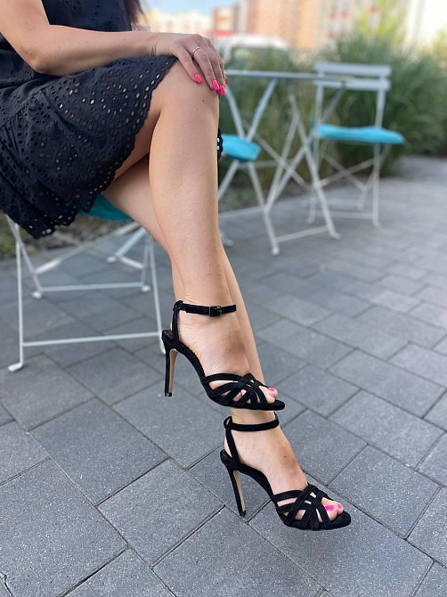 LIRIO Молодіжні босоніжки жіночі з натуральної замші на шпильці чорні класичні LIRIO L0332/9510 Коломыя - изображение 8