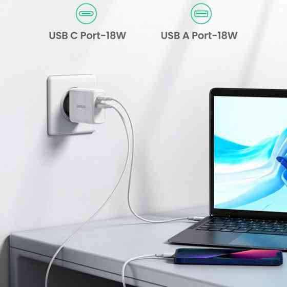Зарядний пристрій 2xUSB 38W (1хUSB-A+1xType-C) Wall Charger Білий CD170 Ugreen (60468) Киев