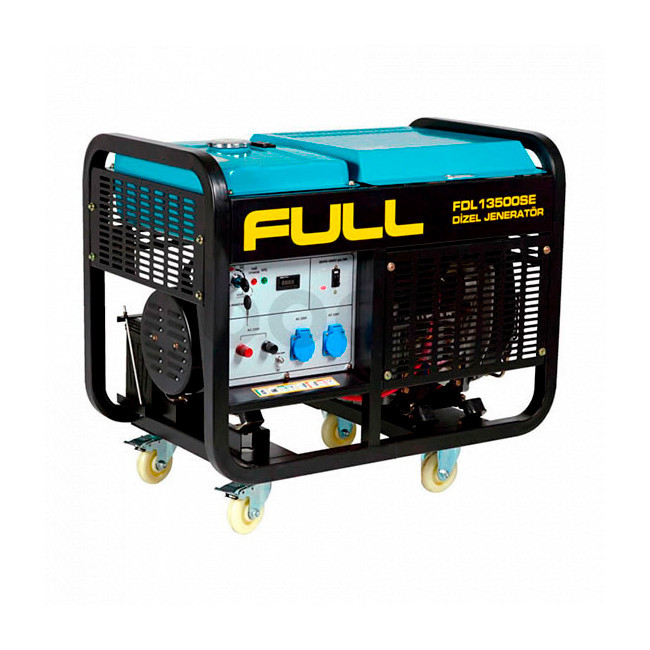 Генератор дизельный FULL FDL13500SE, 1-фазный 230V, 50Hz, 13.75kVA/11kW, бак 25 л, расход 3,5 л/ч, пуск: ручной/стартер, Киев - изображение 1