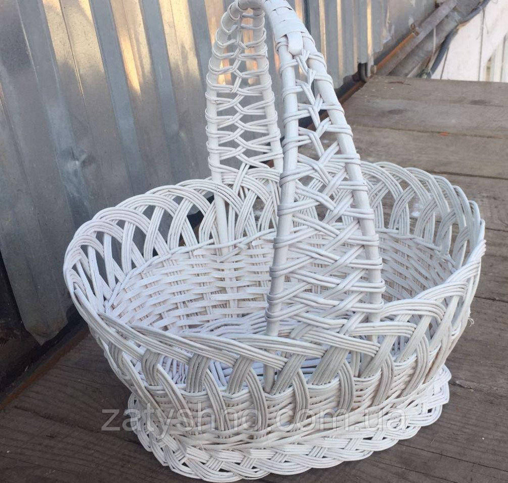 Кошик плетений з гарною ручкою | корзина плетена великодня ажурна | кошик із лози великий Київ - фото 1