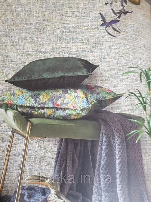 Обои виниловые на флизелине AdaWall Beta1.06х10 под ткань под мешковину зеленые коричневые белые 1111-3 Киев - изображение 1