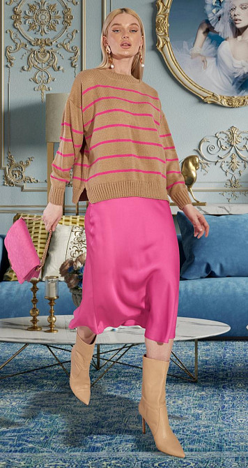 Свитер в полоску бежевый (48-52) Киев - изображение 3