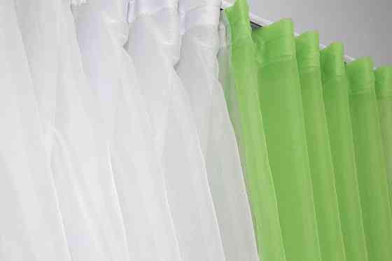 Кухонные шторки VR-Textil № 096к с подвязками салатовый с белым 400х170 см (50-846) Киев