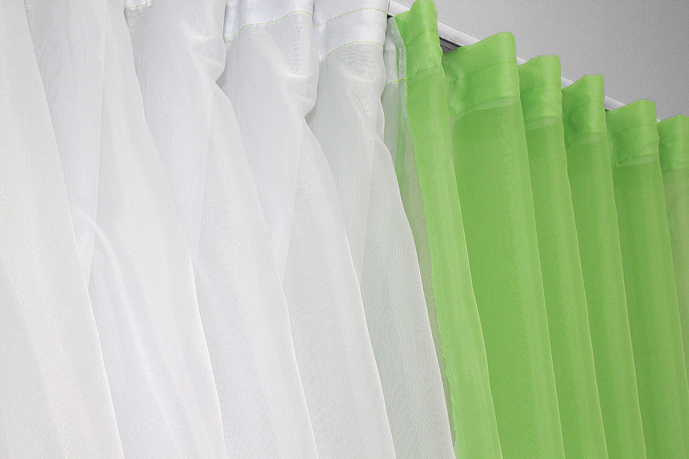 Кухонні шторки VR-Textil № 096к з підв'язками салатовий з білим 400х170 см (50-846) Київ - фото 4