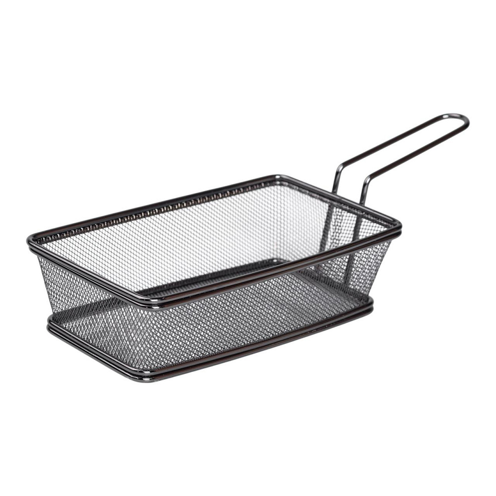 Кошик сервірувальний 21×11.5×5.5 см для подачі картоплі фрі та снеків з ручкою Чорний HP-19-11-B Коломия - фото 1