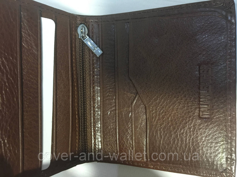 Маленький кожаный кошелек вертикального типа коричневого цвета ST Киев - изображение 8