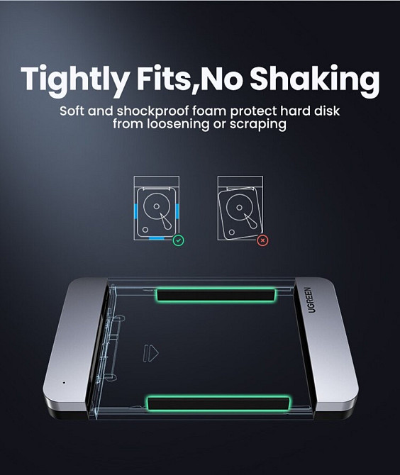 Зовнішній карман UGREEN CM300 2.5-Inch SATA External Hard Drive Enclosure(UGR-70499) (UGR-70499) Киев - изображение 4